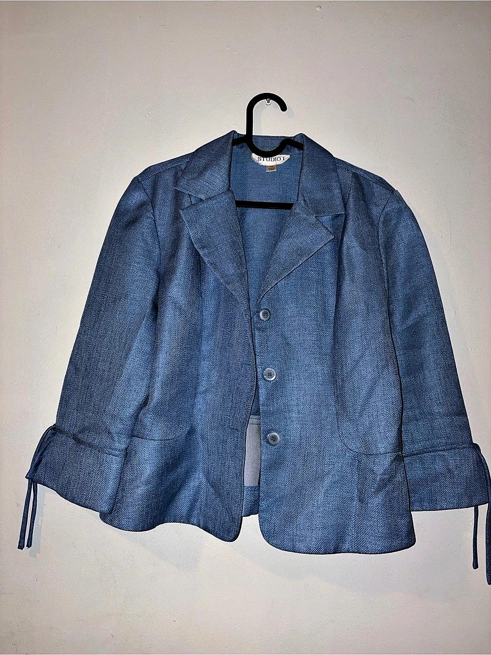 Studio I Blue Tie-Cuff Blazer size 10
